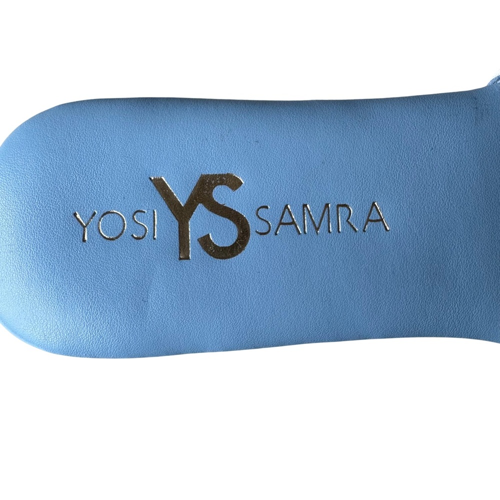 Yosi Samra Nicole Bow Slide Sandals Blue and White Stripe Bow Cork Sole Size 8 - Picture 5 of 6
